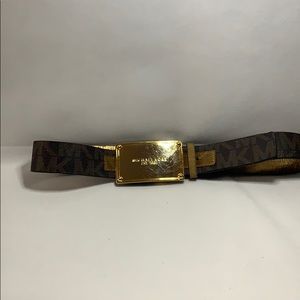 Michael Kors MK Logo Belt with Gold Buckle